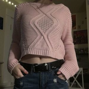 Cropped Pink Knit Sweater